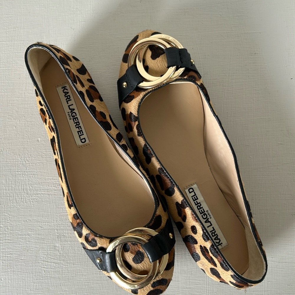 Karl Lagerfeld cow hair flat ballet shoes